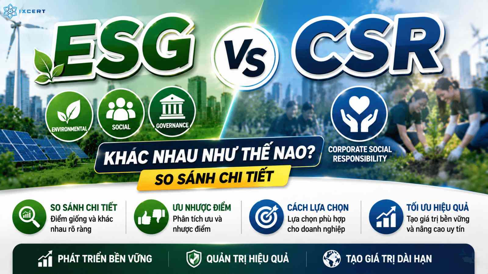 ESG và CSR khác nhau như thế nào: So sánh chi tiết, ưu nhược điểm và cách lựa chọn