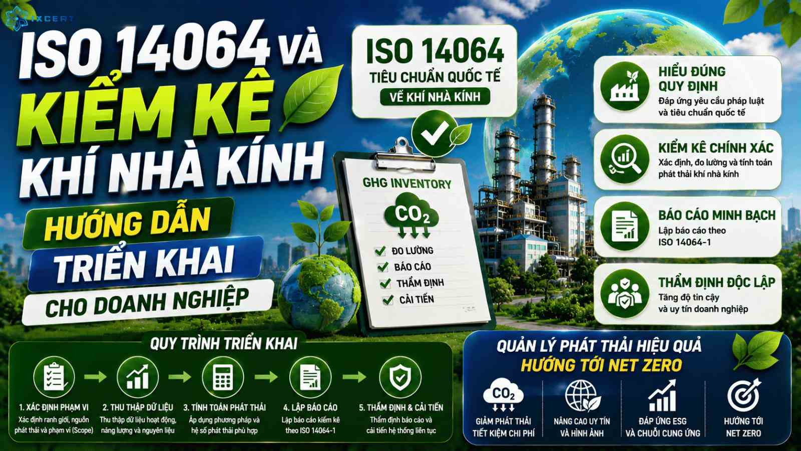 ISO 14064 và kiểm kê khí nhà kính: Hướng dẫn triển khai cho doanh nghiệp